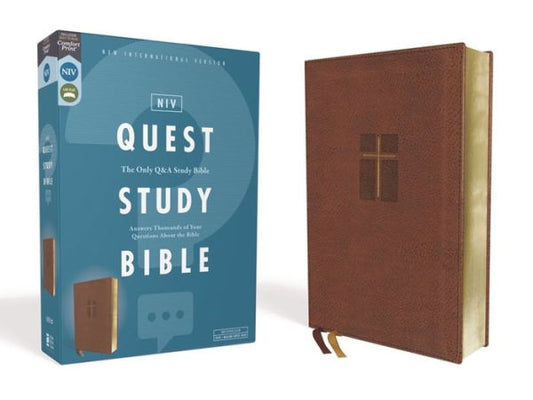 NIV, Quest Study Bible, Leathersoft, Brown, Comfort Print: The Only Q and A Study Bible