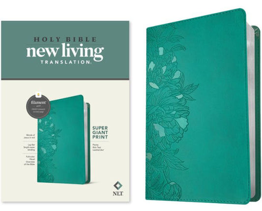 NLT Super Giant Print Bible, Filament-Enabled Edition (LeatherLike, Peony Rich Teal, Red Letter)